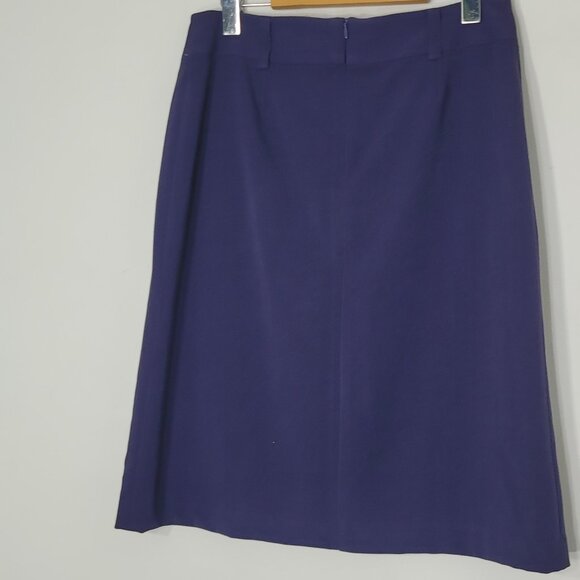 Vintage Women's Purple Back Zipper Front Slit Casual A-Line Business Skirt 8 - Picture 2 of 11